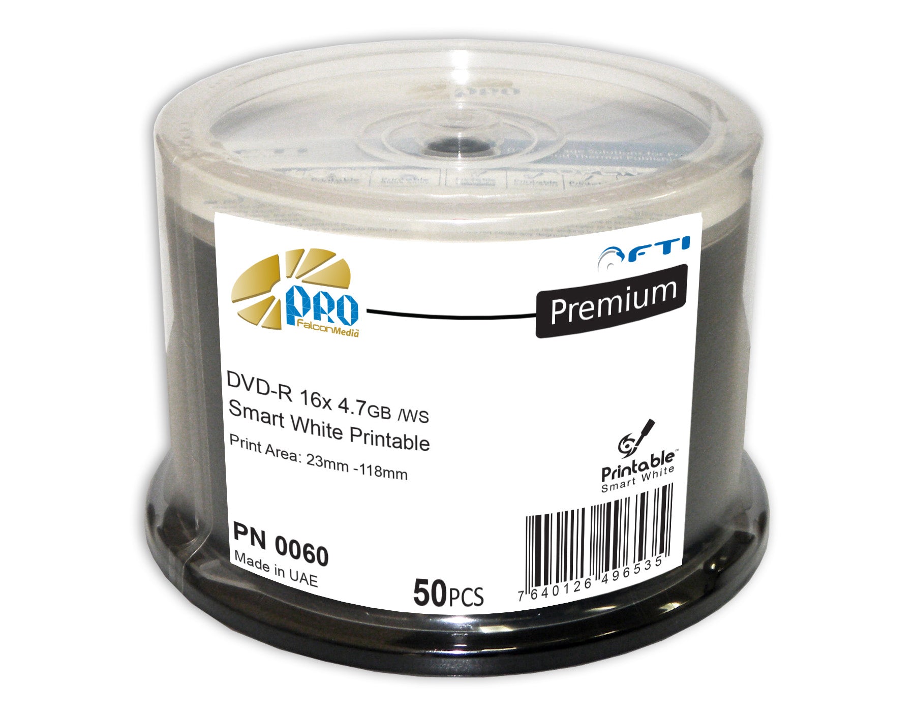 Falcon DVD-R 4.7GB 16X Smart White Inkjet Hub Printable 300ea MFR # 3010306504000060