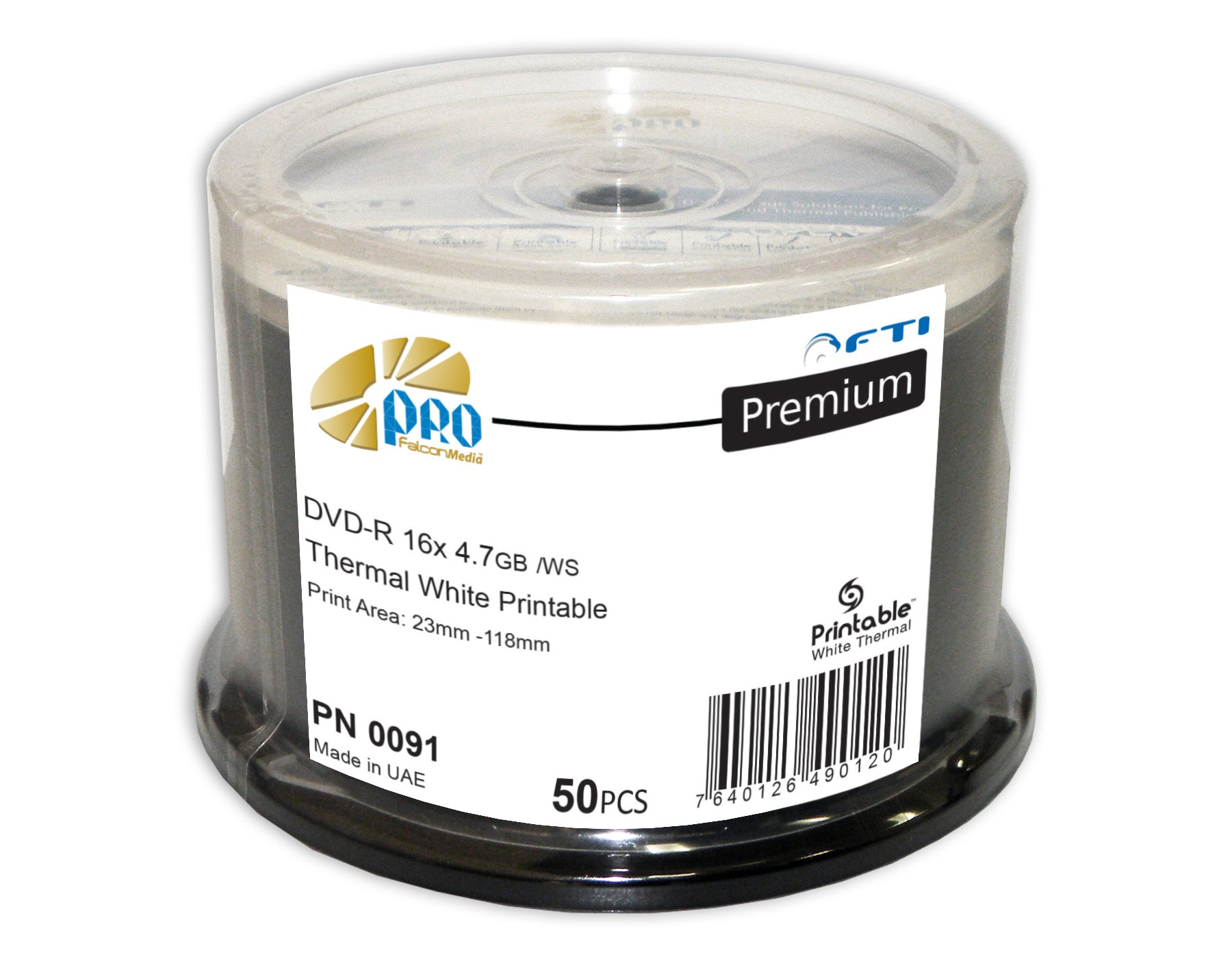 Falcon DVD-R 4.7GB 16X Thermal White Hub Printable 300ea Spindle MFR # 3010306504000091