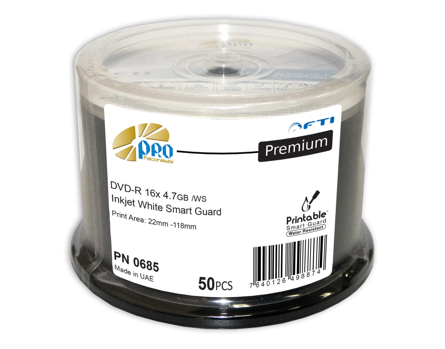 Falcon DVD-R 8.5GB 8X DL (Dual Layer) Thermal White Printable 800ea Spindle MFR # 3040106504000056