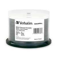 Verbatim BD-R 25GB 6X DataLifePlus White Thermal Printable, Hub Printable - 50pk Spindle MFR # 97338