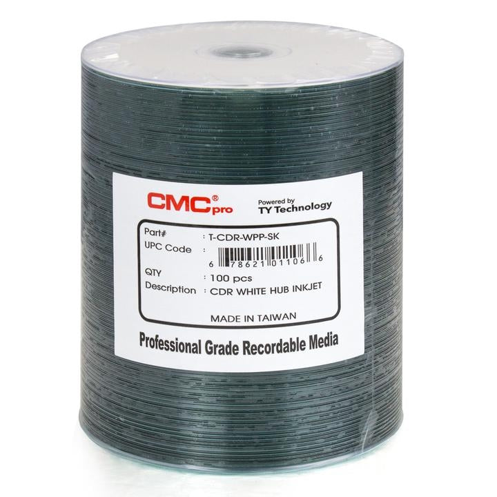 CMC - Taiyo Yuden CD-R 700MB, 52X, 80Min White Inkjet Hub Printable,100PK Shrink Wrapped MFR # TCDR-WPP-SK