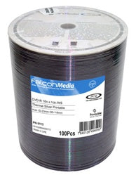 Falcon DVD-R 4.7GB 16X Thermal Shiny Silver Hub Printable 600ea Spindle MFR # 3010328504000113