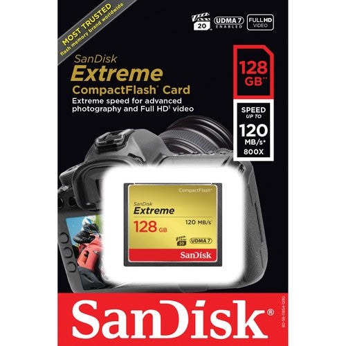 SanDisk 128 GB Extreme CompactFlash Memory Card MFR# SDCFXS-128G-A46