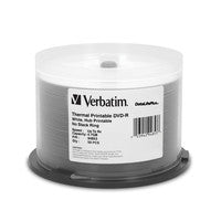 Verbatim DVD-R 4.7GB 8X DataLifePlus White Thermal Printable, Hub Printable - 50pk Spindle MFR # 94853