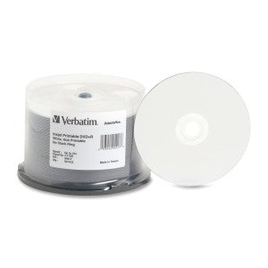 Verbatim DVD+R 4.7GB, 16X, DataLifePlus White Inkjet Hub Printable,50PK Spindle MFR # 94917