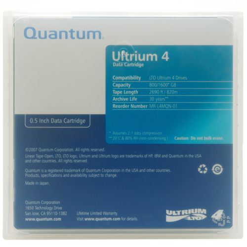 Quantum LTO-4 Backup Tape Cartridge (800GB/1.6TB) MFR # MRL4MQN-01